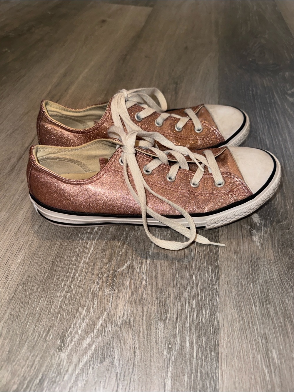 Rose-Gold/Copper glitter coated Converse